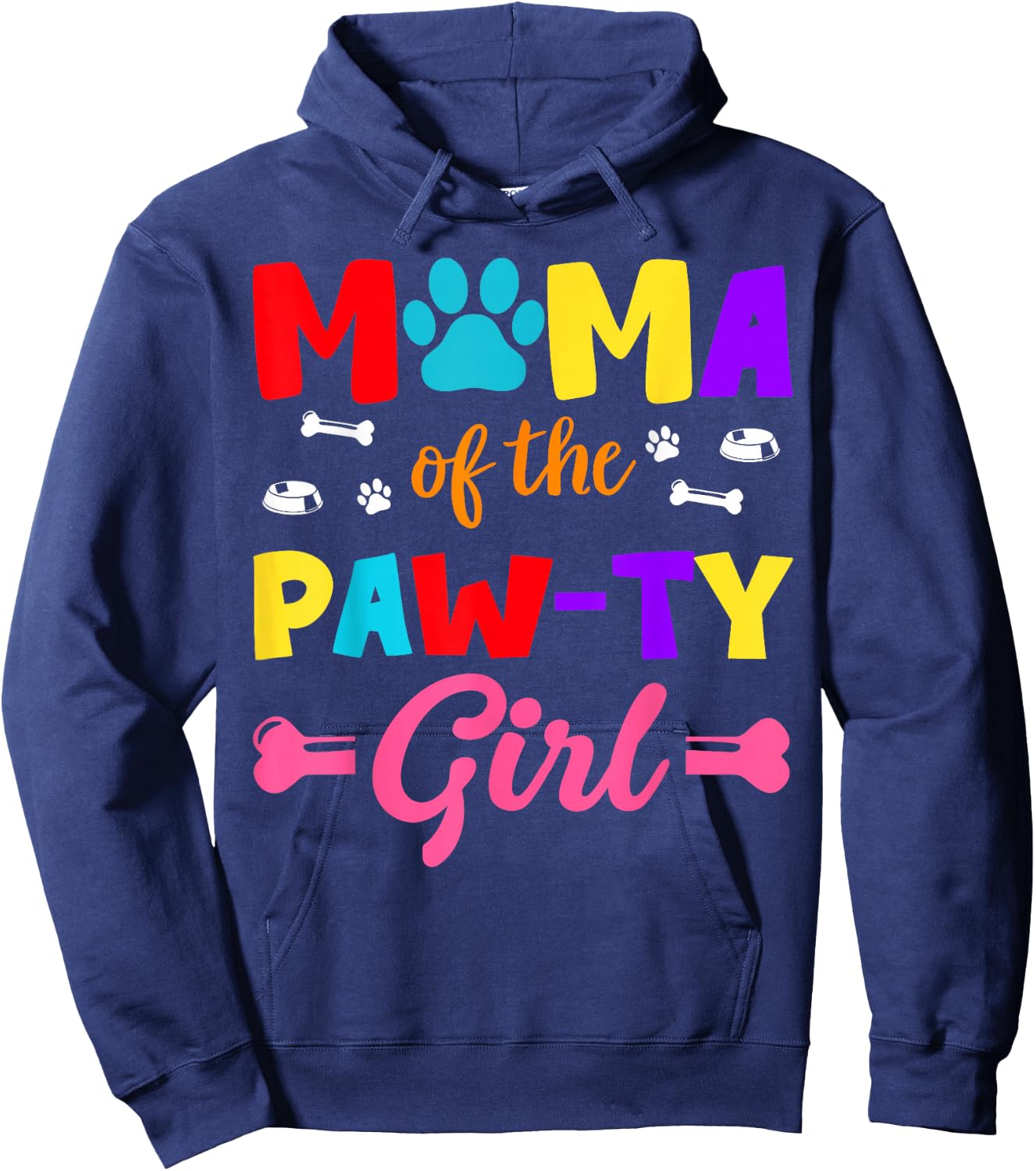 Mama Of The Paw-ty Girl Dog Family Matching Party Hoodie - Hoodie | Navy