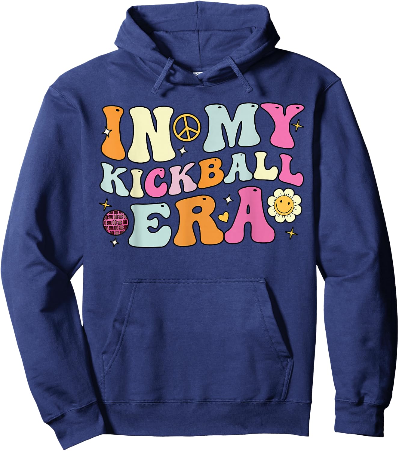 In My Kickball Era, Cute Groovy Kickball Players Hoodie - Hoodie | Navy
