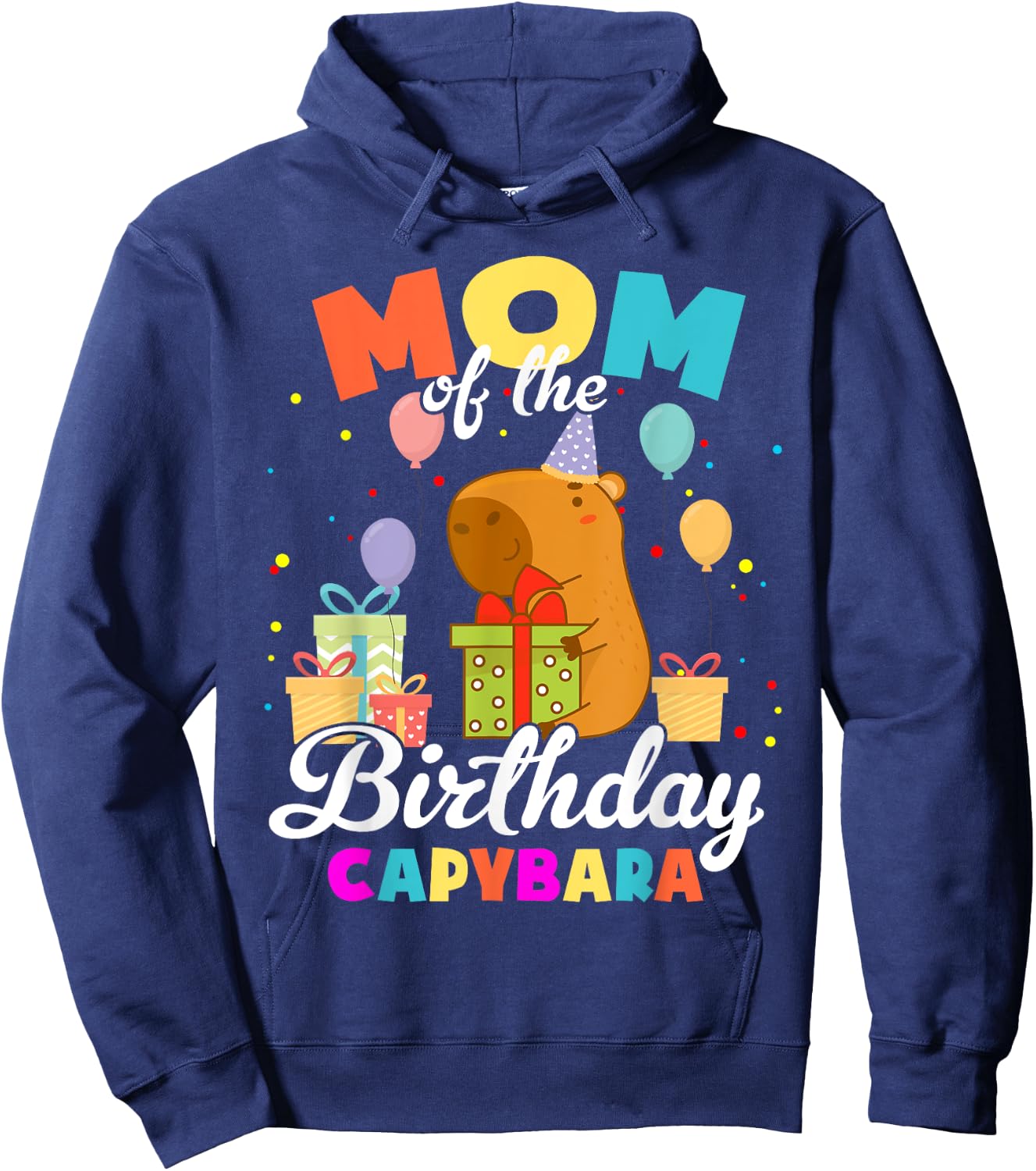 Mom Of The Birthday Capybara Family Party Hoodie - Hoodie | Navy