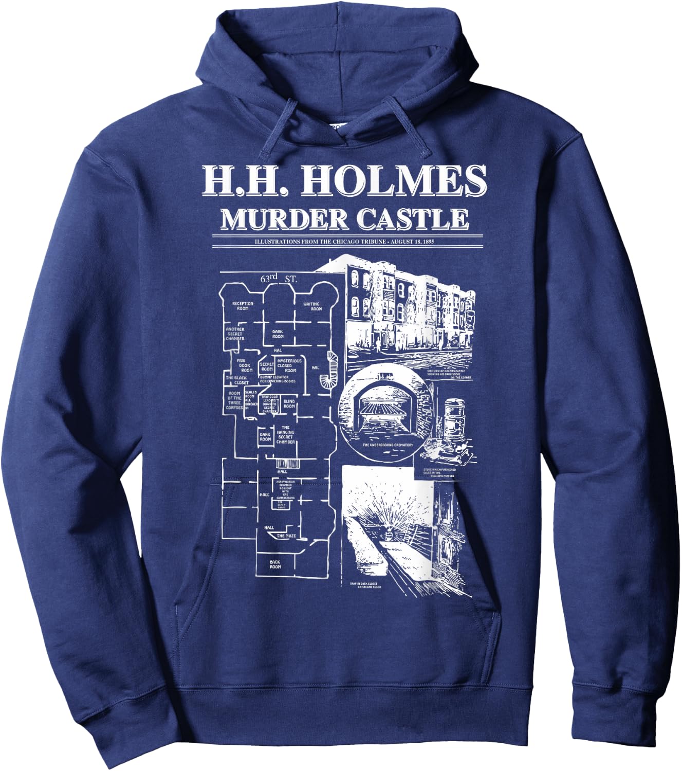 H.H. Holmes Murder Castle True Crime Serial Killer Hoodie - Hoodie | Navy