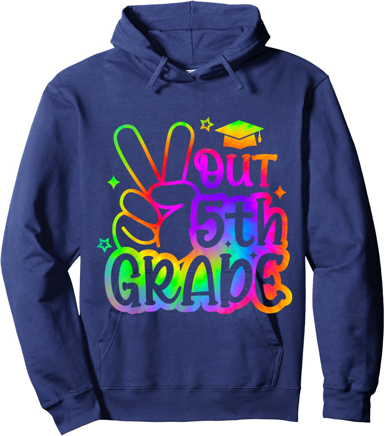 Peace Out 5th Grade Tie Dye Last Day School 2025 Hoodie - Hoodie | Navy