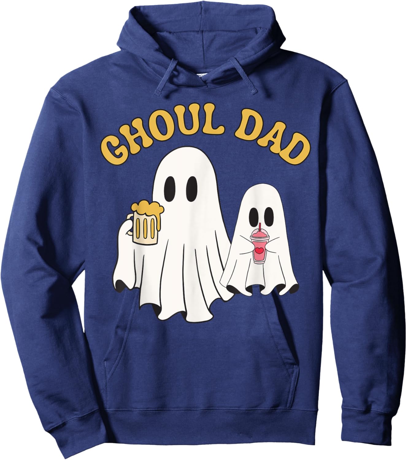 Ghoul Dad Funny Halloween Father Retro Ghost Daddy Beer Hoodie - Hoodie | Navy