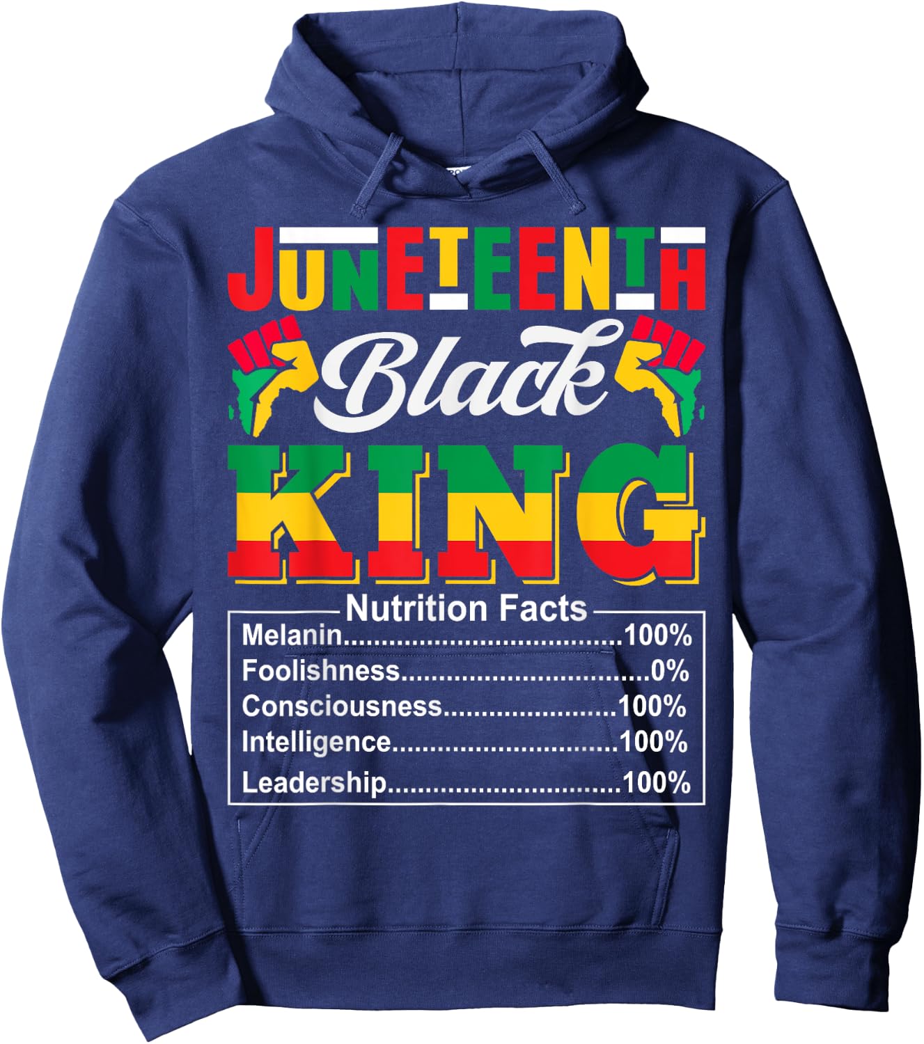Juneteenth 1865 Black King Nutritional Facts Juneteenth Men Hoodie - Hoodie | Navy