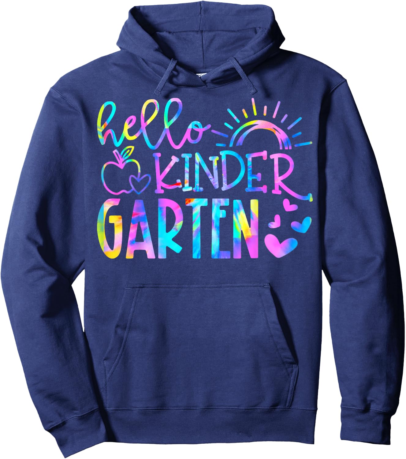 Hello Kindergarten Tie Dye Back To School Kinder Teacher Kid Hoodie - Hoodie | Navy