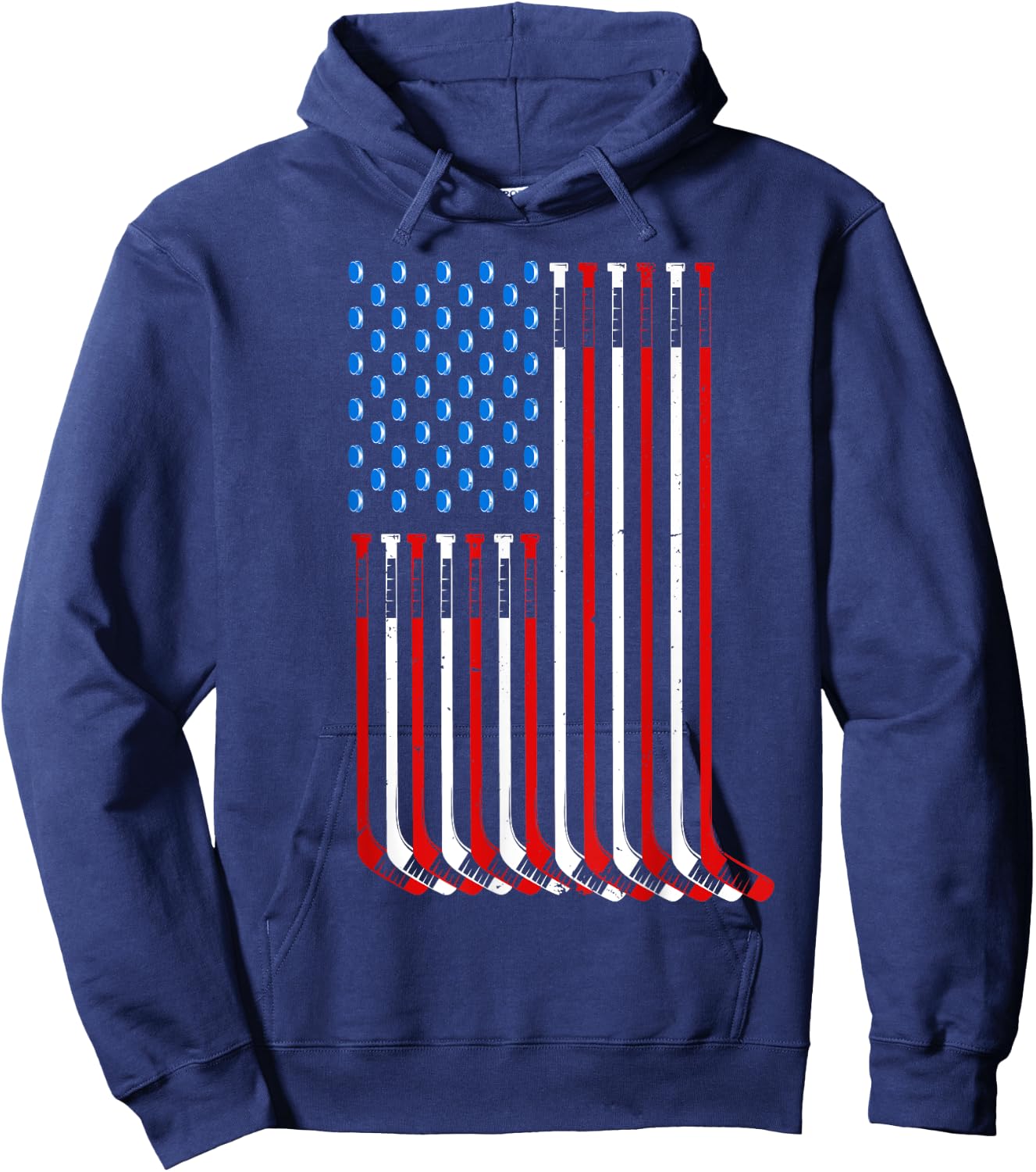 Cool Hockey Art Women American Flag Hockey Goalie Hoodie - Hoodie | Navy