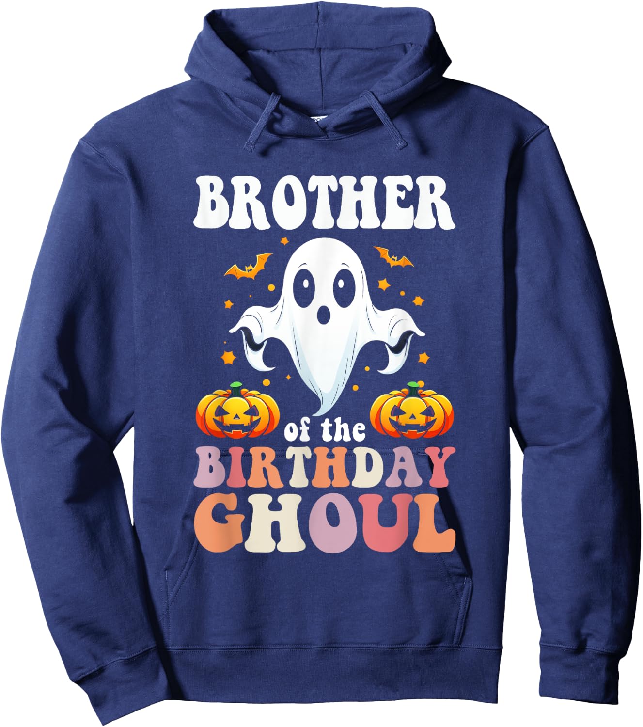 Halloween Brother of the Birthday Ghoul Retro Groovy Hippie Hoodie - Hoodie | Navy