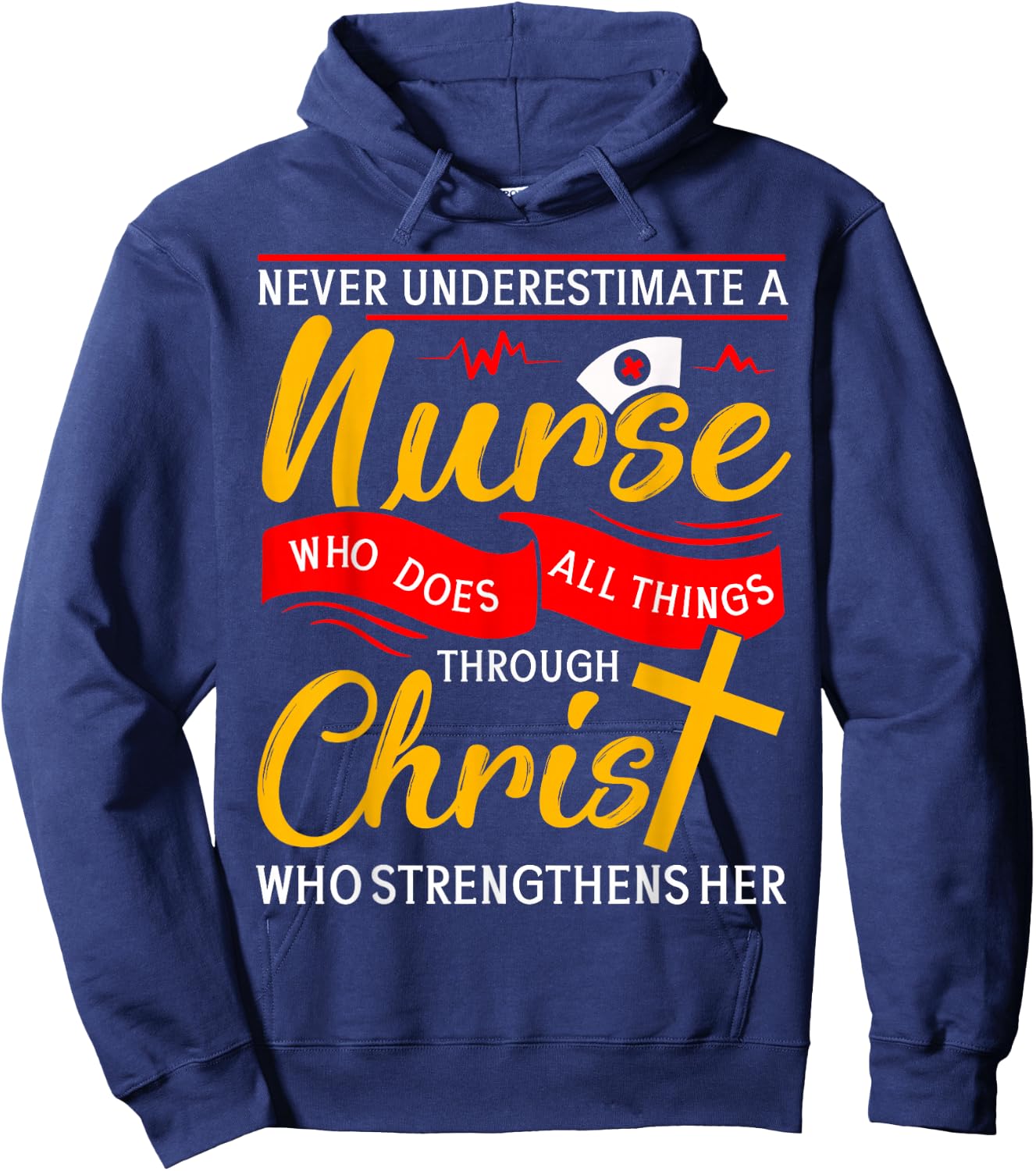 Nurse Christ - cute nurse nursing gift quote woman gift Hoodie - Hoodie | Navy