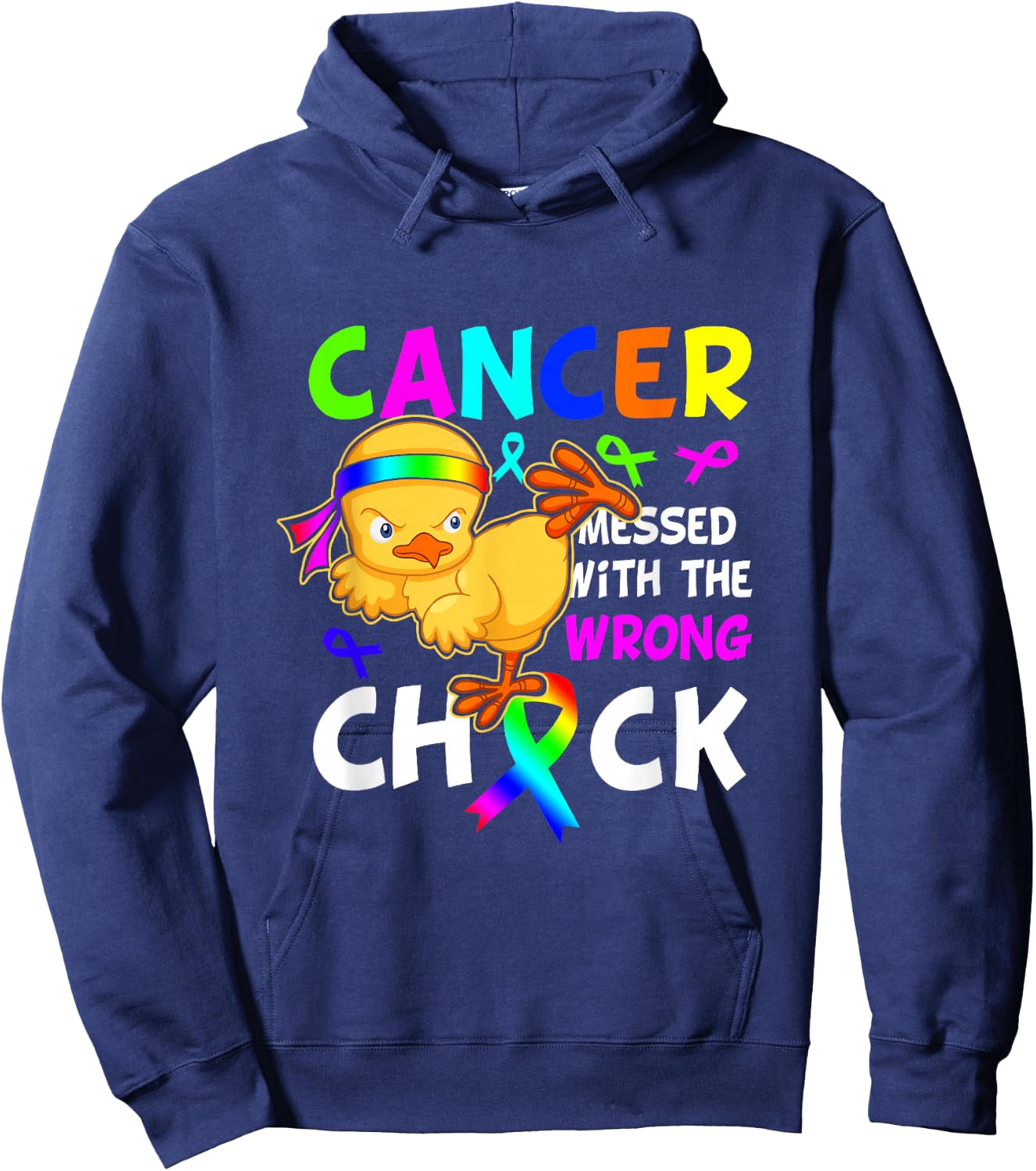 Cancer Messed With Wrong Chick Funny Cancer Warrior Hoodie - Hoodie | Navy