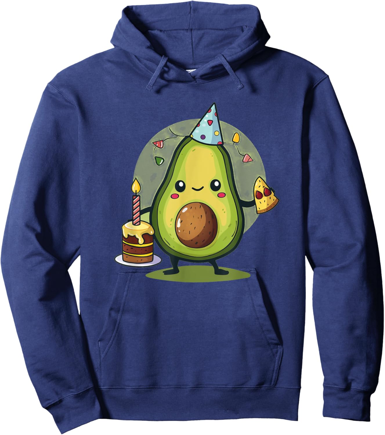 Party Fruit with Hat and Birthday Cake for Avocado Lovers Hoodie - Hoodie | Navy