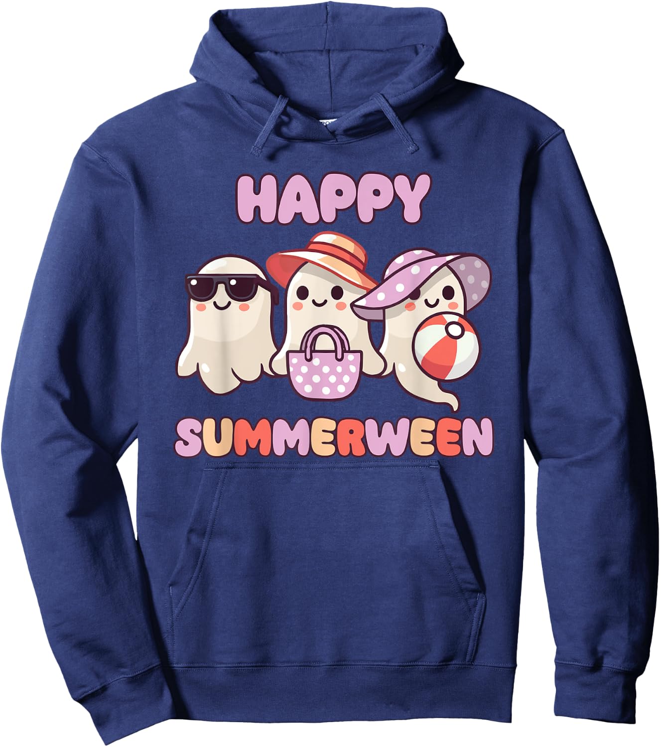 Happy Summerween Summer Halloween Ghost Men Women Kids Hoodie - Hoodie | Navy