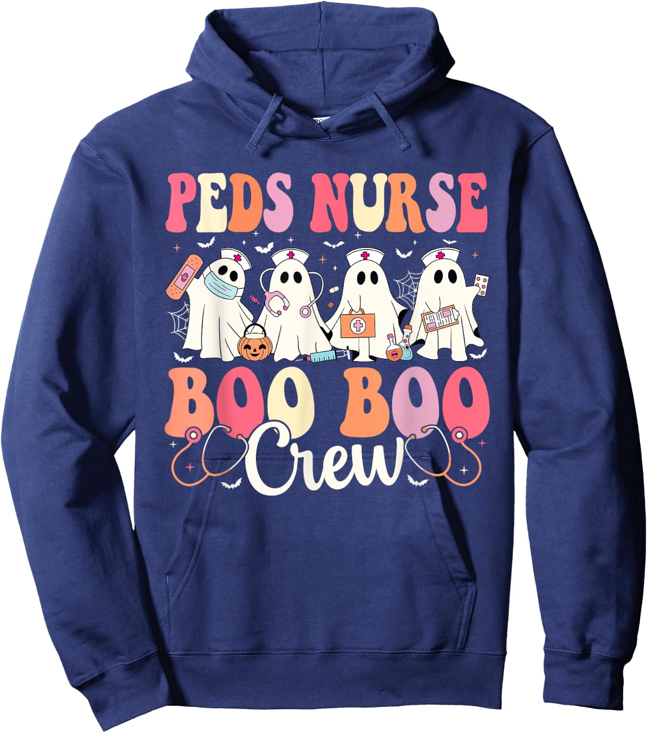 PEDS Nurse Boo Boo Crew Ghost Nurse Halloween PEDS Nurse Hoodie - Hoodie | Navy