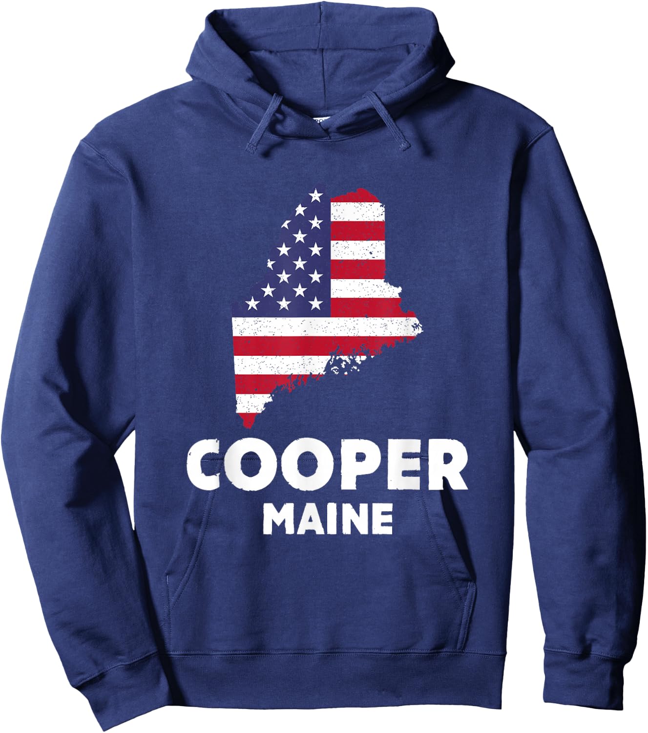 Distressed Patriotic USA Flag Cooper, Maine Hoodie - Hoodie | Navy