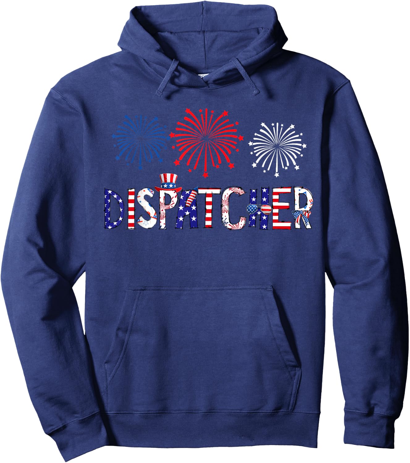 Dispatcher Costume American Flag Fireworks Funny Job Hoodie - Hoodie | Navy