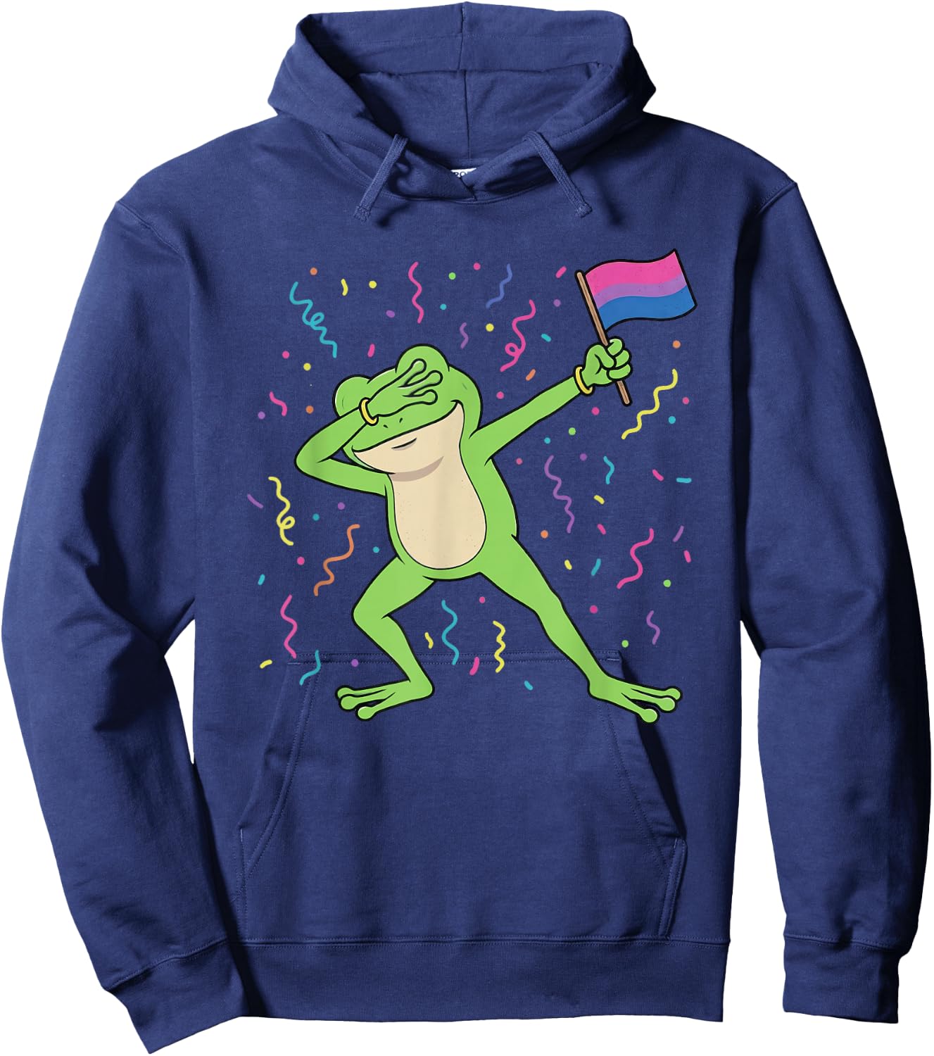 Bisexual Flag Frog Dabbing LGBTQ Bi Pride Month Men Women Hoodie - Hoodie | Navy