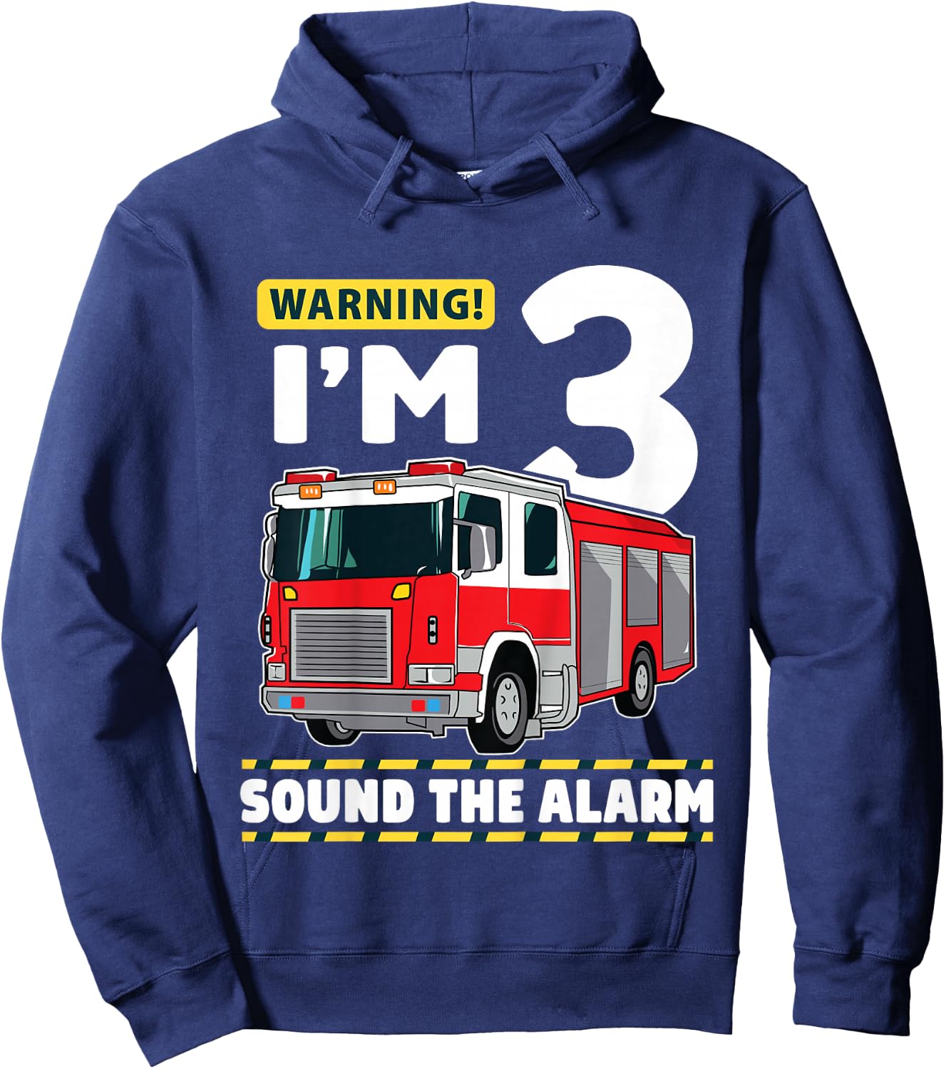 Kids Fire Truck 3 Year Old Firefighter 3rd Birthday Boy Toddler Hoodie - Hoodie | Navy
