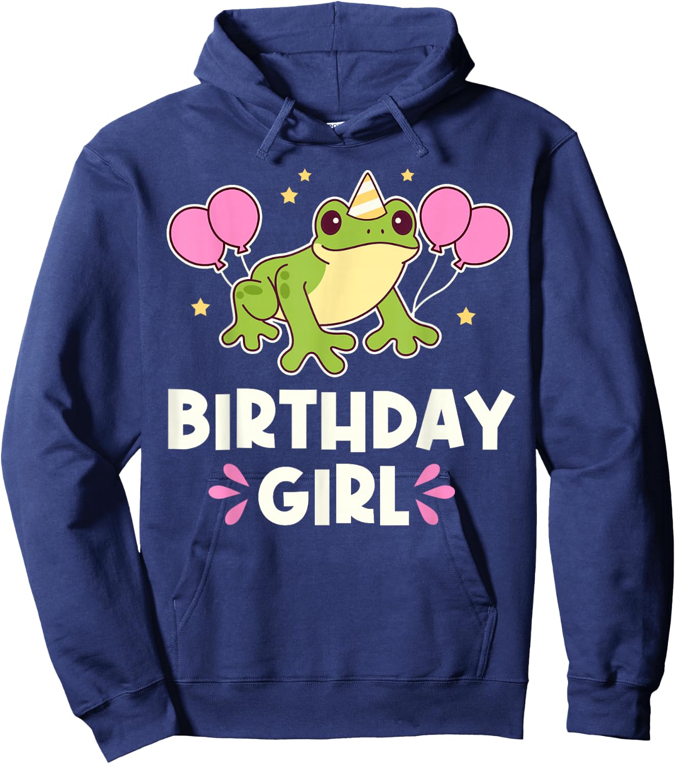 Cute Birthday Girl Frog Graphic Hoodie - Hoodie | Navy