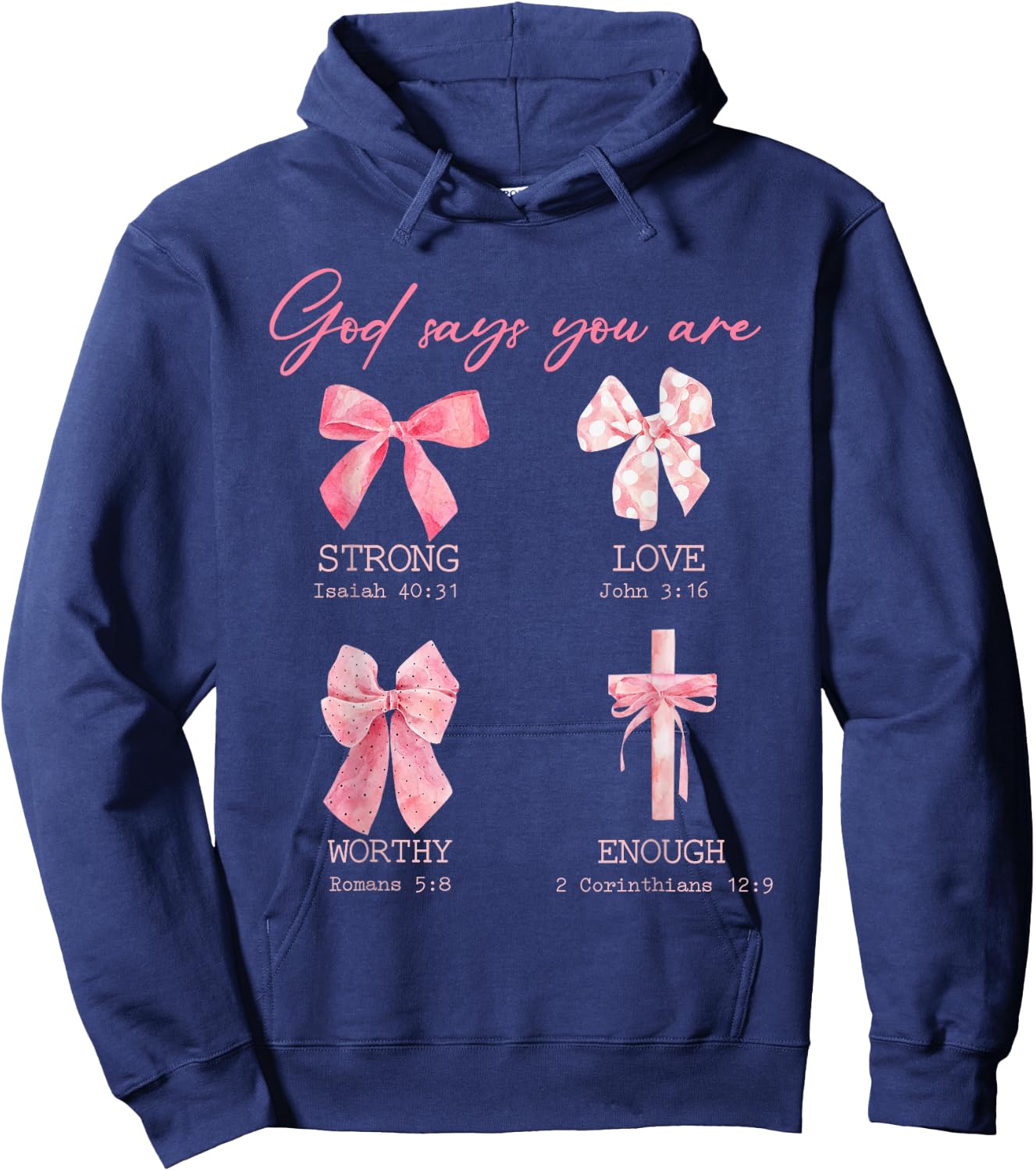 God Says I Am Pink Bow Soft Girls Gift Girls Mom Hoodie - Hoodie | Navy