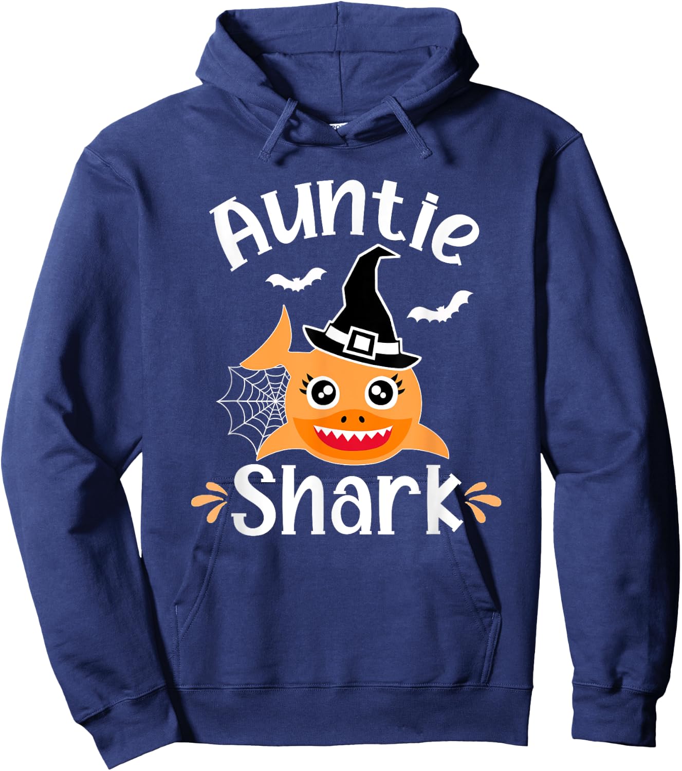 Auntie Shark Funny Halloween Hoodie - Hoodie | Navy
