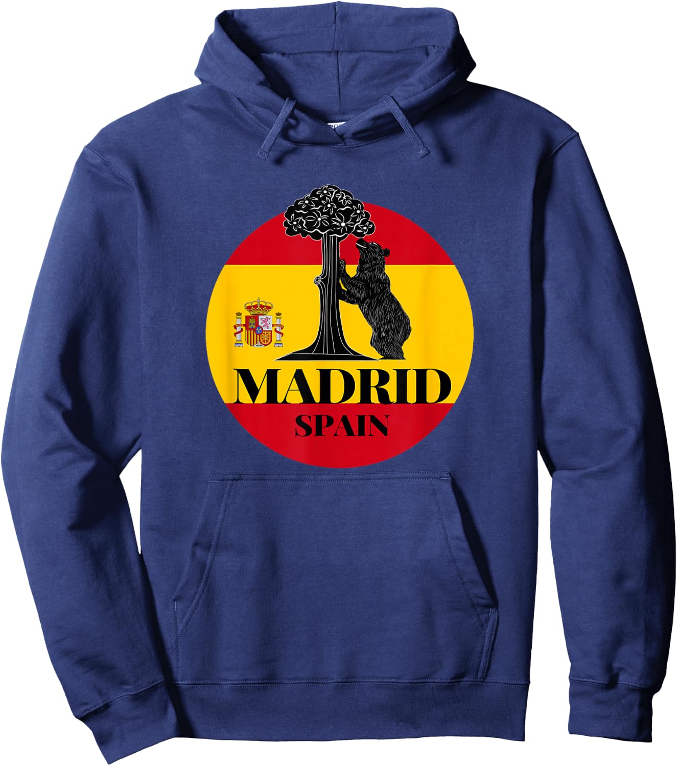 Madrid Spain the Bear & the Strawberry Tree Graphic Design Hoodie - Hoodie | Navy