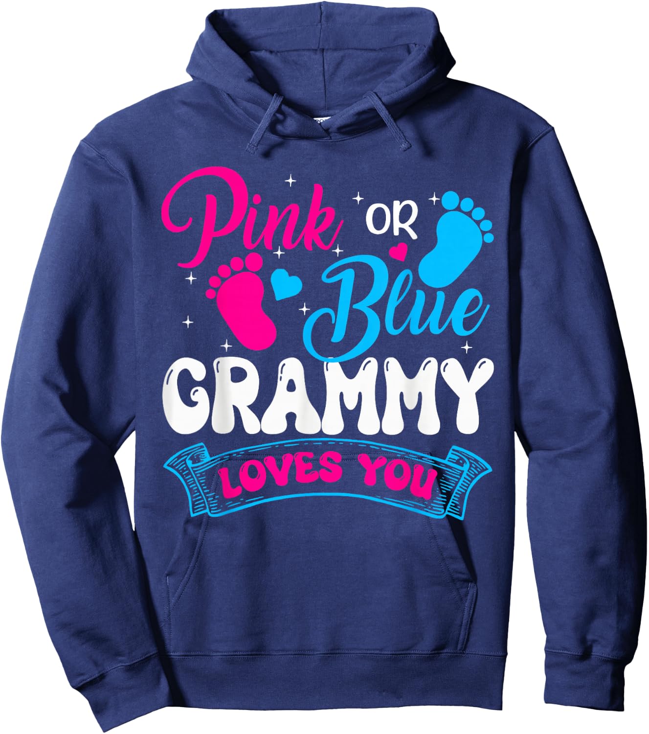Pink or Blue Grammy Loves You Gender Reveal soon to be Hoodie - Hoodie | Navy