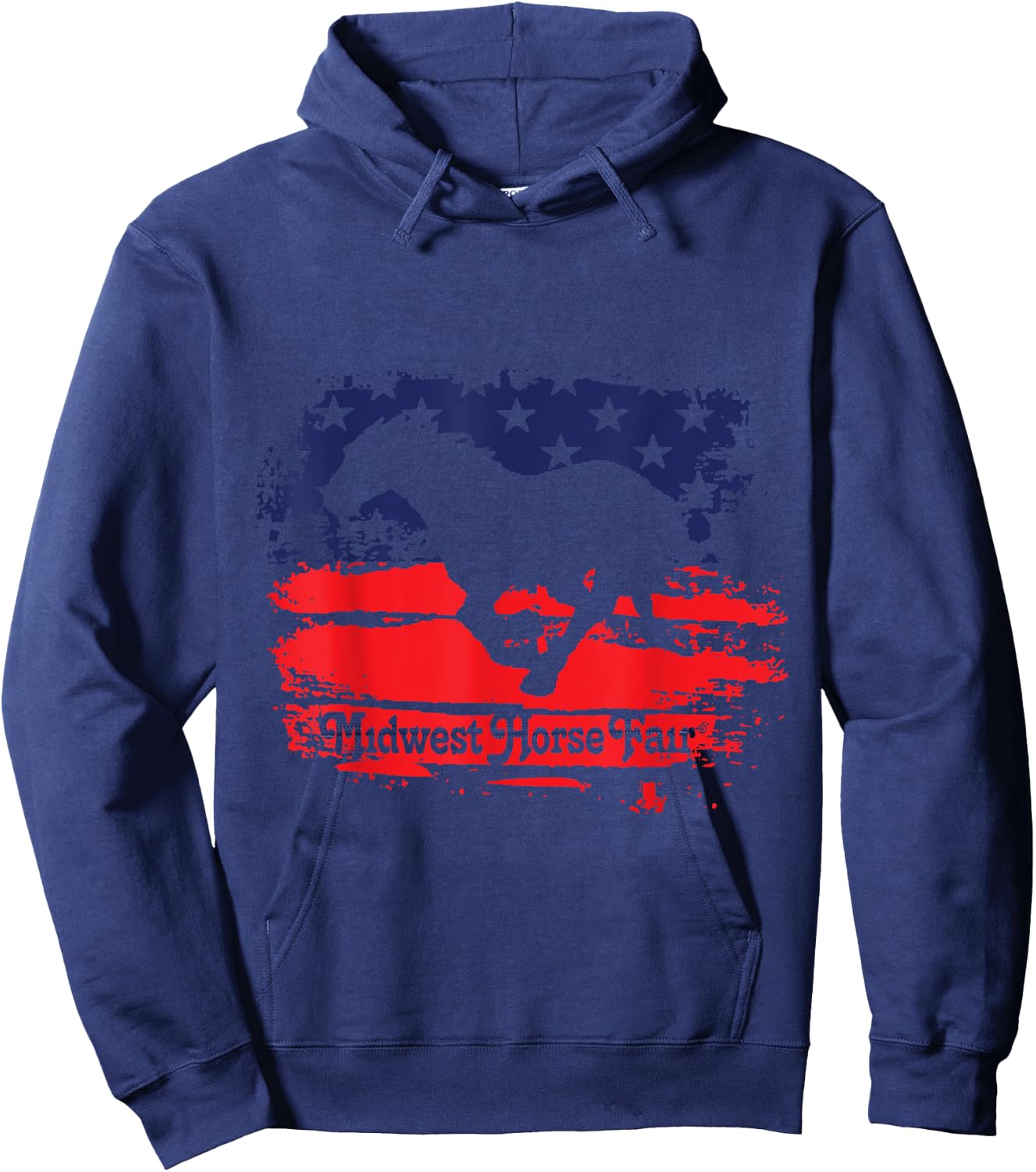Midwest Horse Fair Red/White/Blue Flag Hoodie - Hoodie | Navy