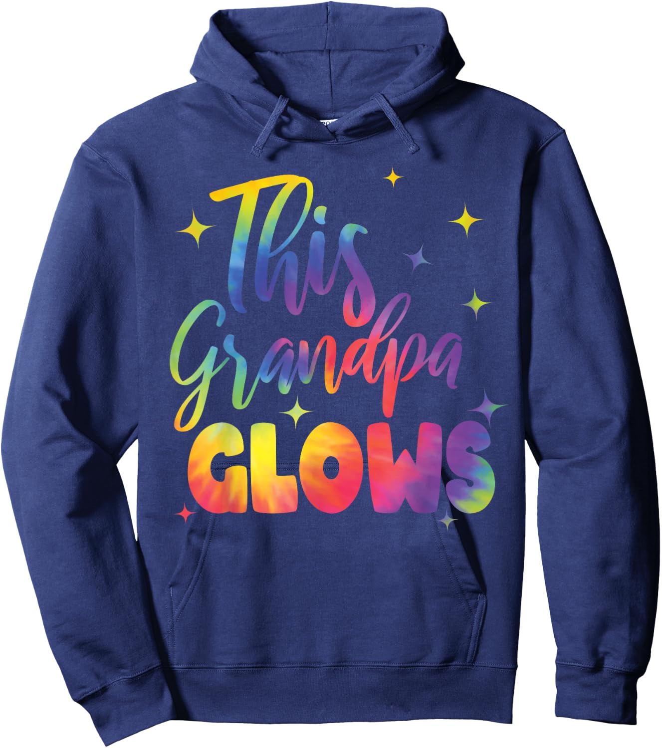 This Grandpa Glows Cute Tie Dye Bright Colors 80's And 90's Hoodie - Hoodie | Navy