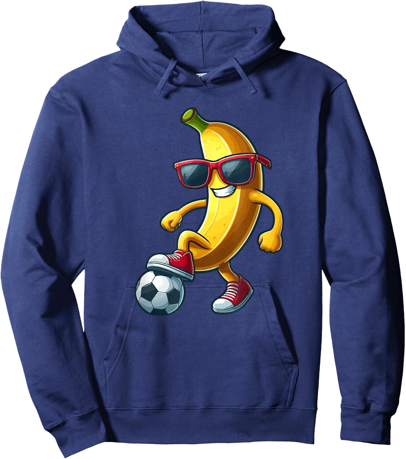 Banana Sunglasses Playing Soccer Funny Fruit Sport Player Hoodie - Hoodie | Navy