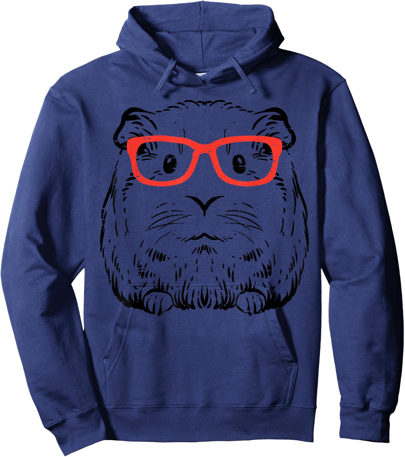 Guinea Pig Glasses Cute Hispter Cavy Nerd Pet Women Men Kids Hoodie - Hoodie | Navy