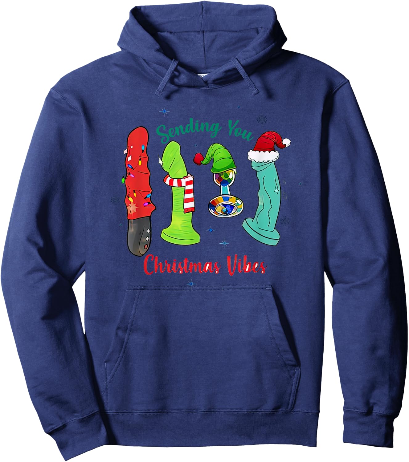 Sending You Gift Christmas Vibes Hoodie - Hoodie | Navy