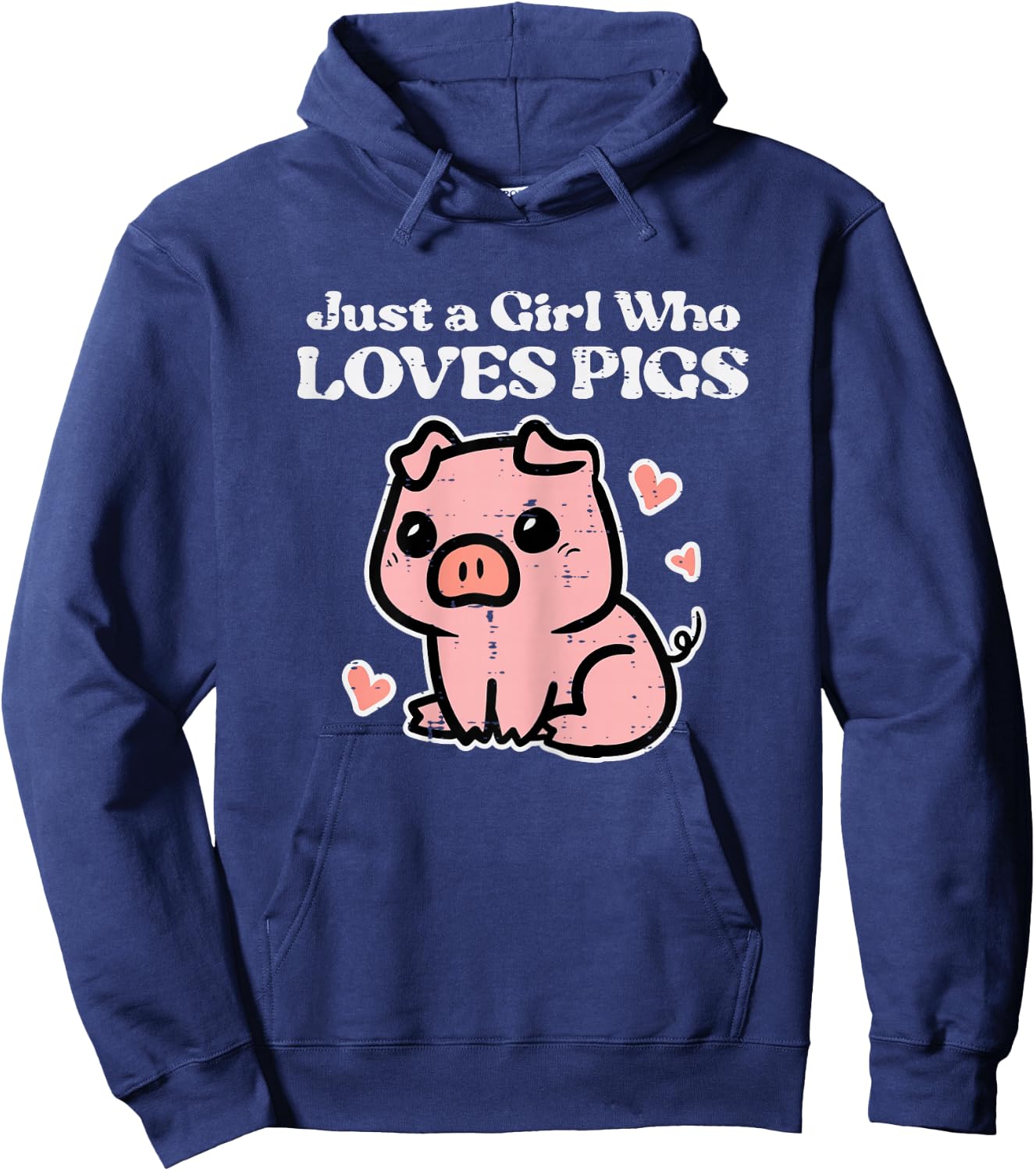 Just A Girl Who Loves Pigs Cute Hog Swine Toddler Girls Kids Hoodie - Hoodie | Navy