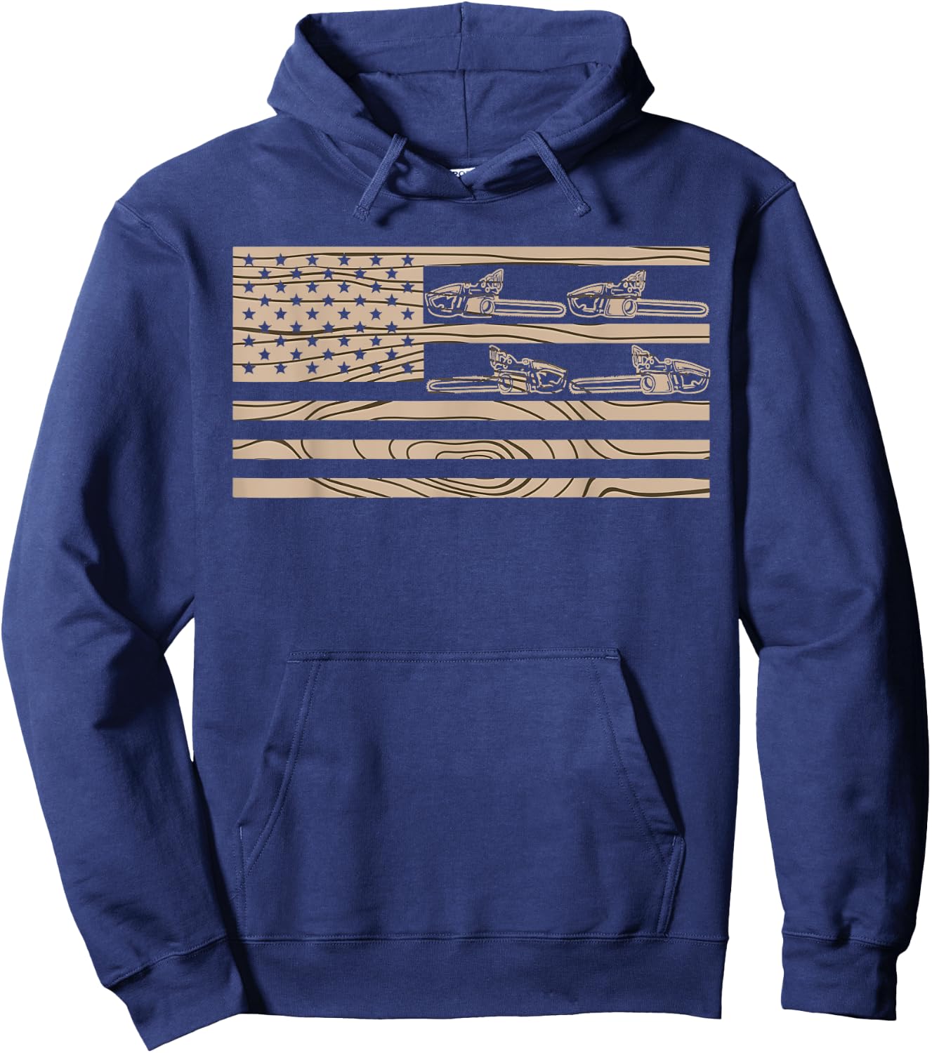 Lumberjack Logger Lumber USA Flag Chainsaw Hoodie - Hoodie | Navy