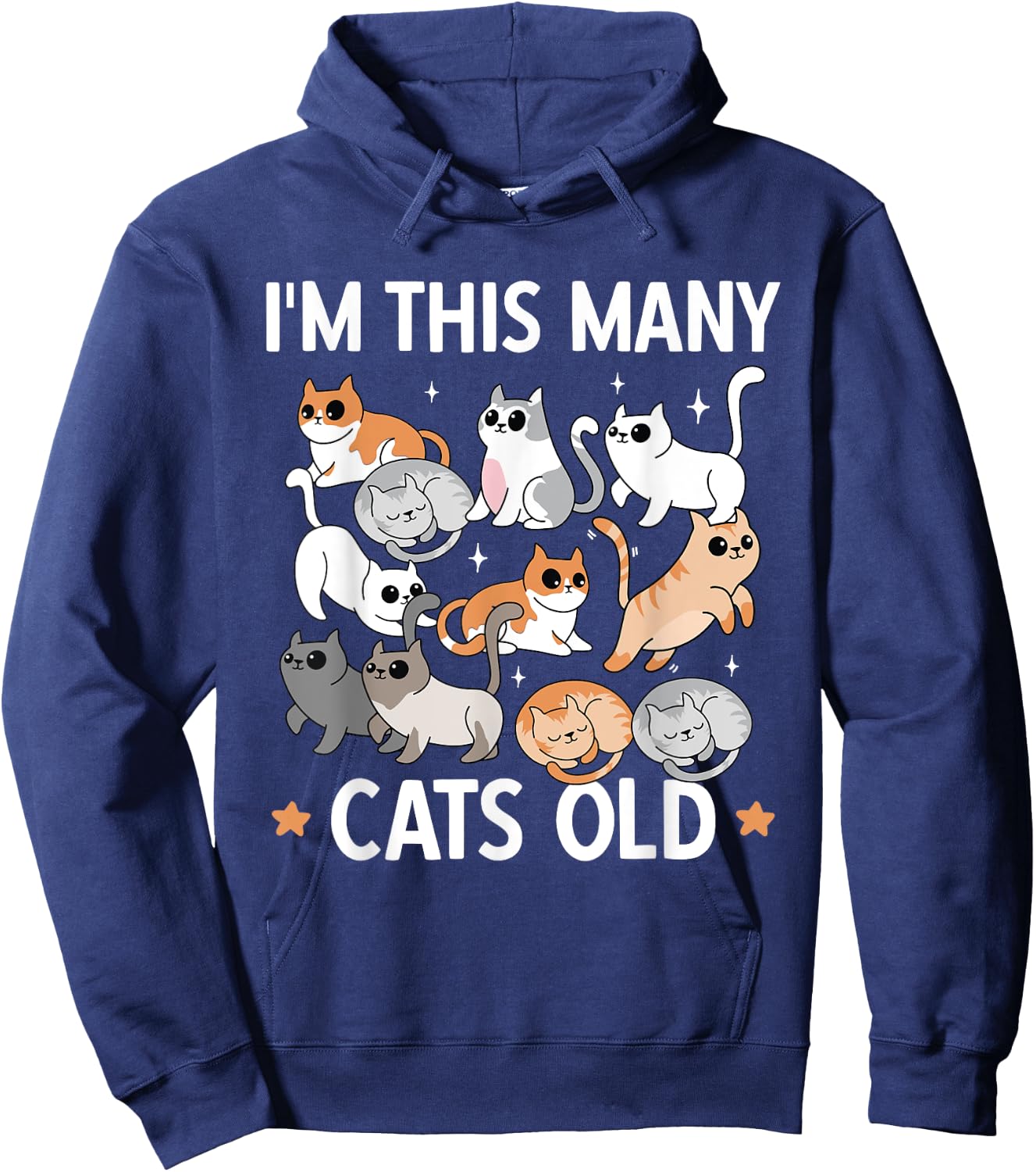 I'm This Many Cats Old 11th Birthday Party Kitten Cat Hoodie - Hoodie | Navy