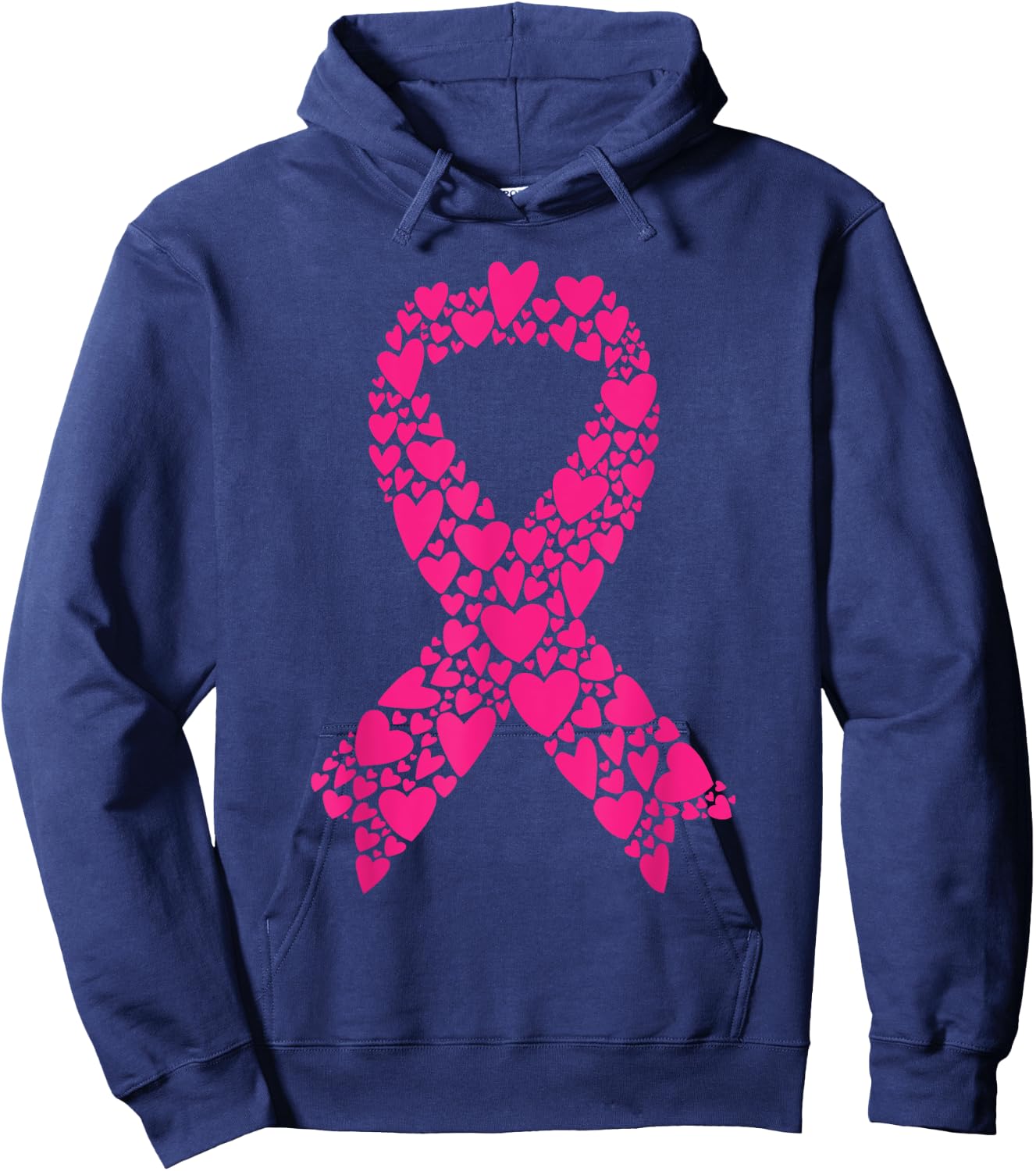 Cute Pink Ribbon Breast Cancer Awareness Women Men Kids Hoodie - Hoodie | Navy