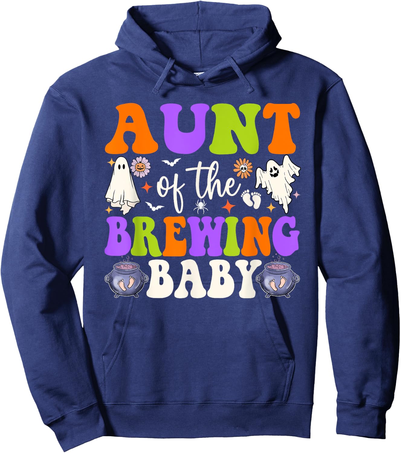 Aunt of the Brewing Baby Halloween Theme Baby Shower Spooky Hoodie - Hoodie | Navy