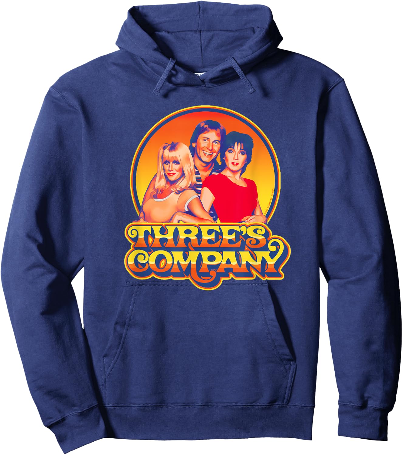 Three's Company 1980's Sunset Retro Jack Jan & Chrissy Hoodie - Hoodie | Navy