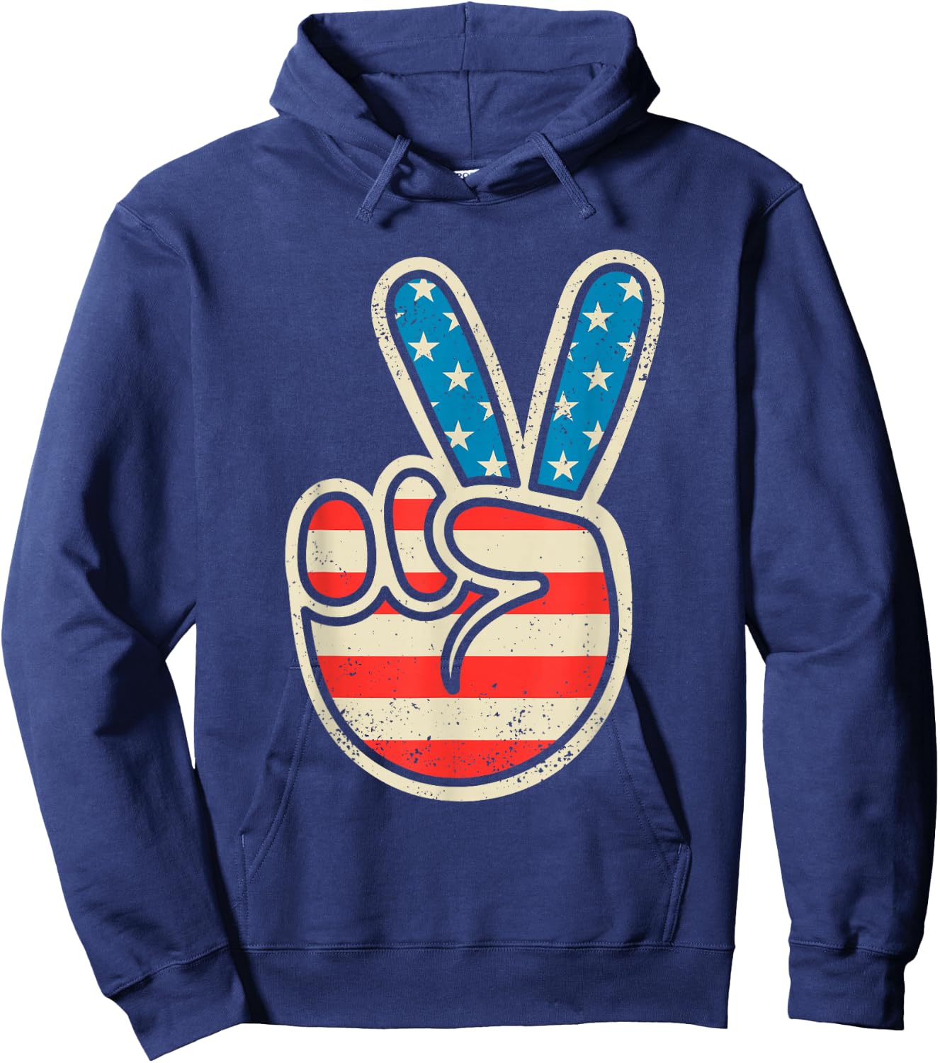 American Flag Peace Sign 4th Of July Patriotic Boys Toddler Hoodie - Hoodie | Navy