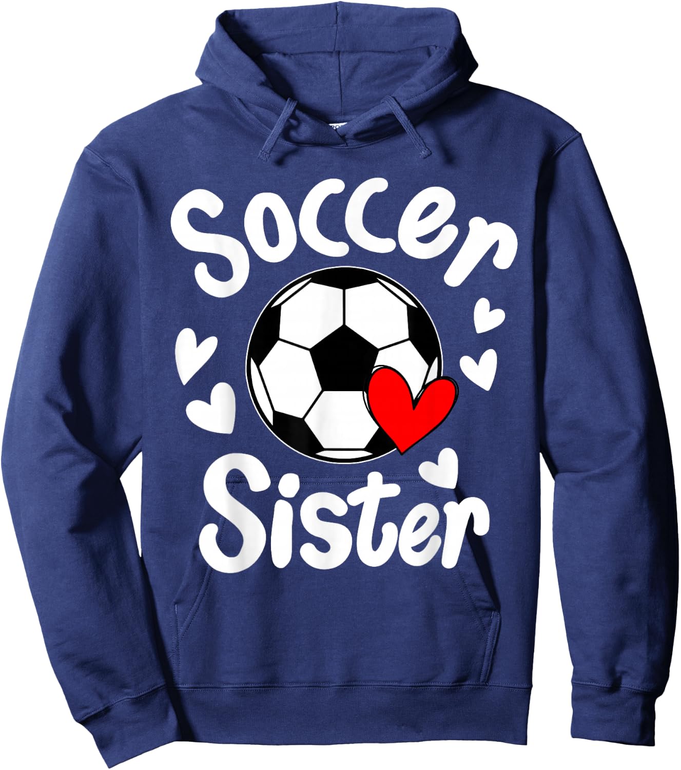 Soccer Sister Heart Big Sister Little Swing Brother Cute Hoodie - Hoodie | Navy