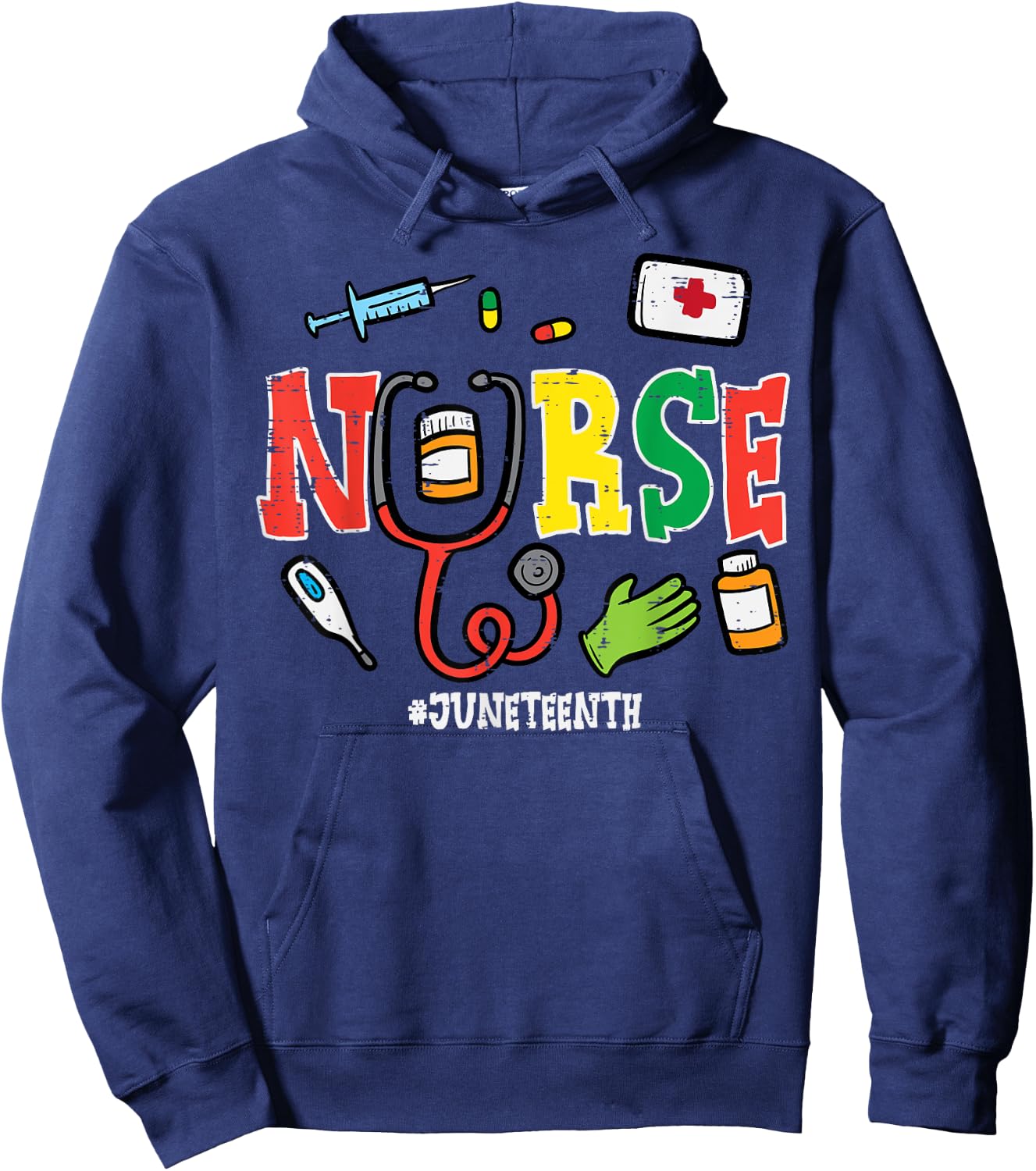 Juneteenth Nurse Black Freedom Day 1865 Scrub Top Women Men Hoodie - Hoodie | Navy