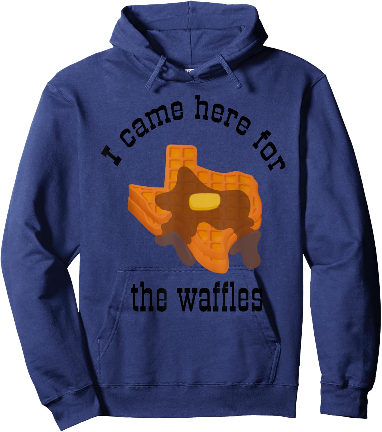 Funny Hotel Breakfast Texas Shaped Syrupy Buttered Waffles Hoodie - Hoodie | Navy