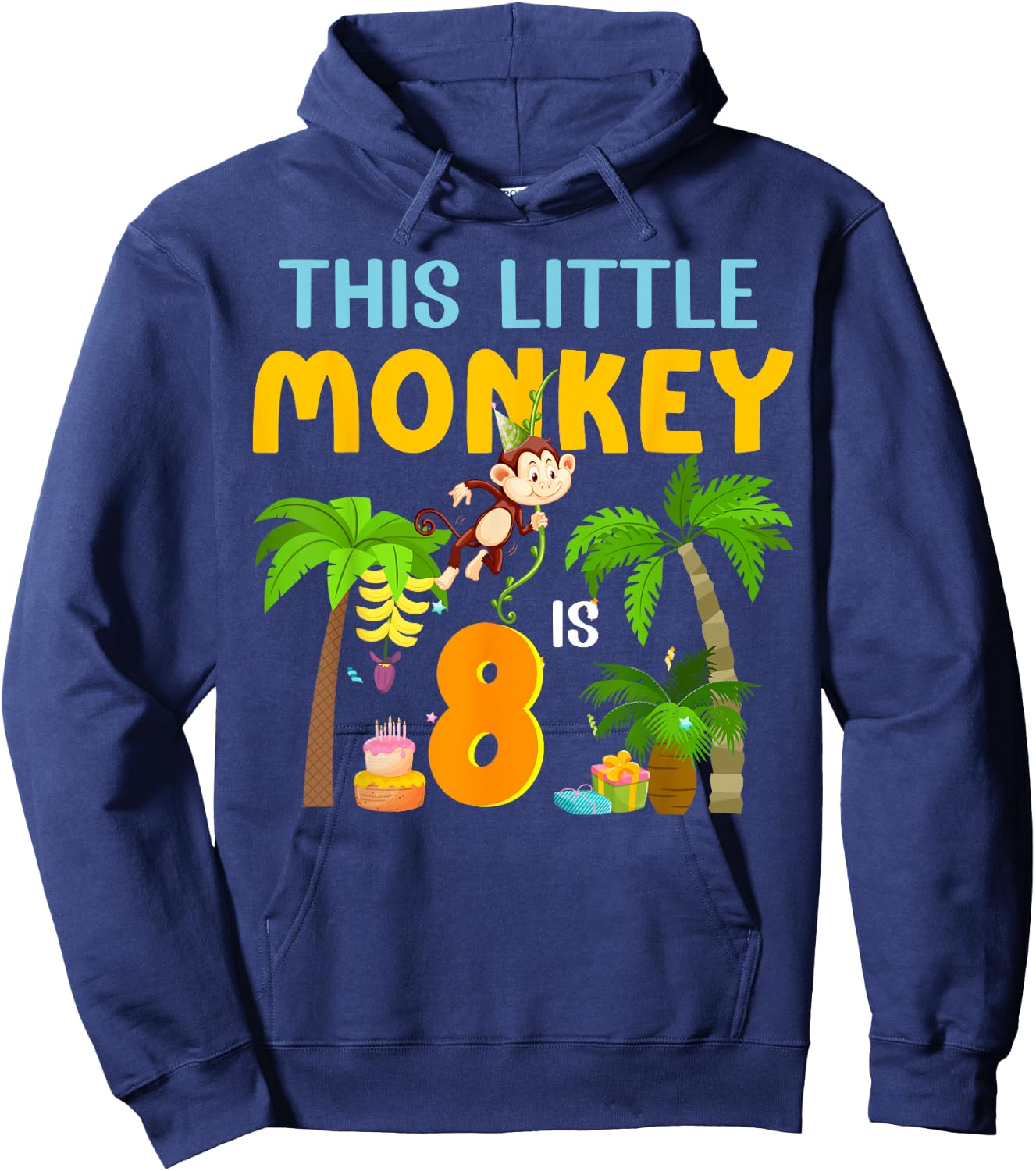 This Little Monkey Is 8 Jungle Animal 8th Bday 8 Years Old Hoodie - Hoodie | Navy