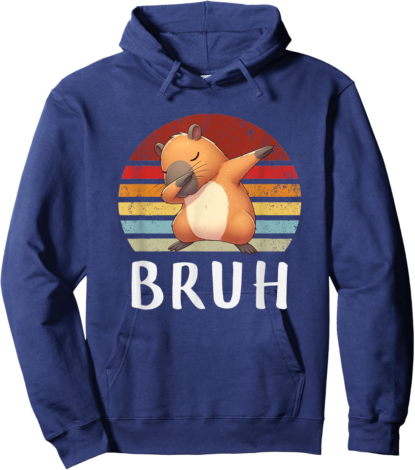 Vintage Dabbing Capy Bruh, Boy Girl Funny Hoodie - Hoodie | Navy