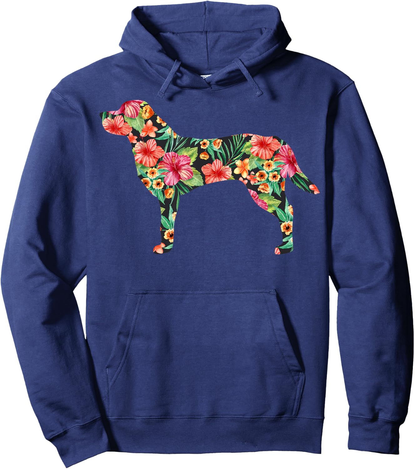 Labrador Flower Funny Dog Silhouette Floral Gifts Women Men Hoodie - Hoodie | Navy