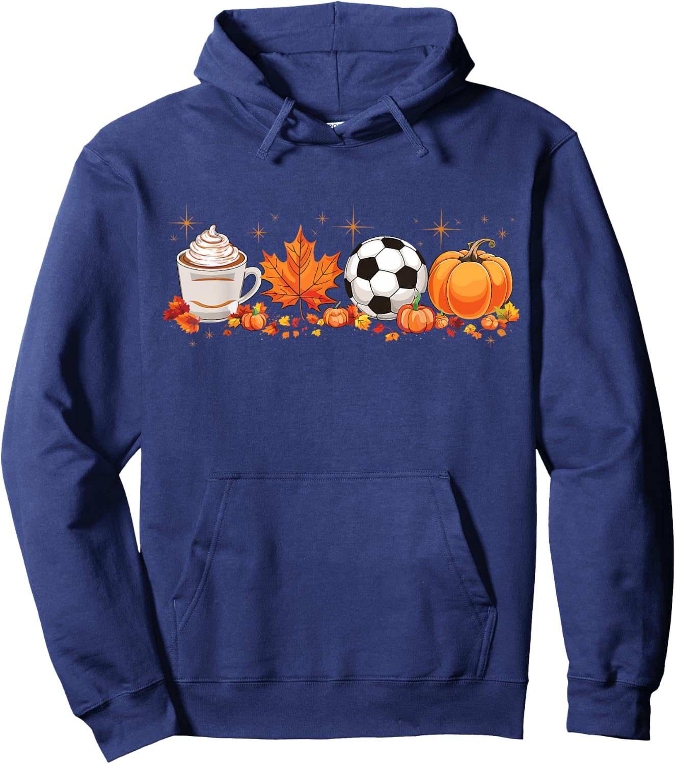 Fall Vibes Pumpkin Spice Soccer Halloween Autumn Leaves Hoodie - Hoodie | Navy