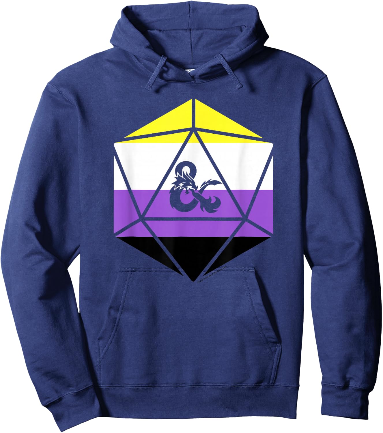 Dungeons & Dragons Non-binary Pride Flag Dice Logo Hoodie - Hoodie | Navy