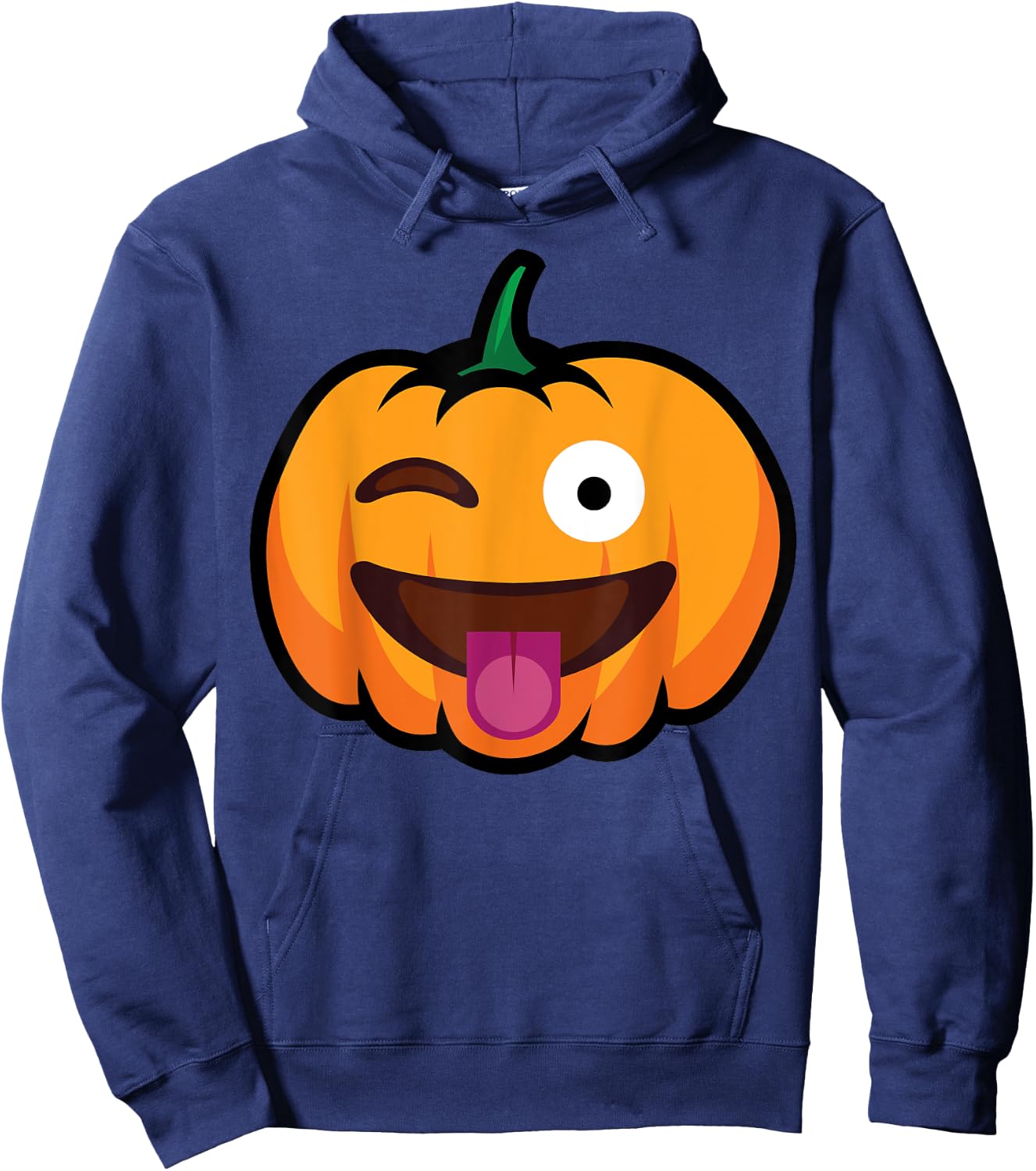 Pumpkin Face Winking Tongue Out Funny Halloween Costume Hoodie - Hoodie | Navy