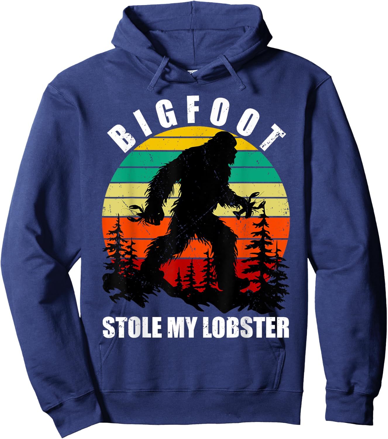 Funny Maine State Bigfoot Stole My Lobster Sc-Fi Sasquatch Hoodie - Hoodie | Navy
