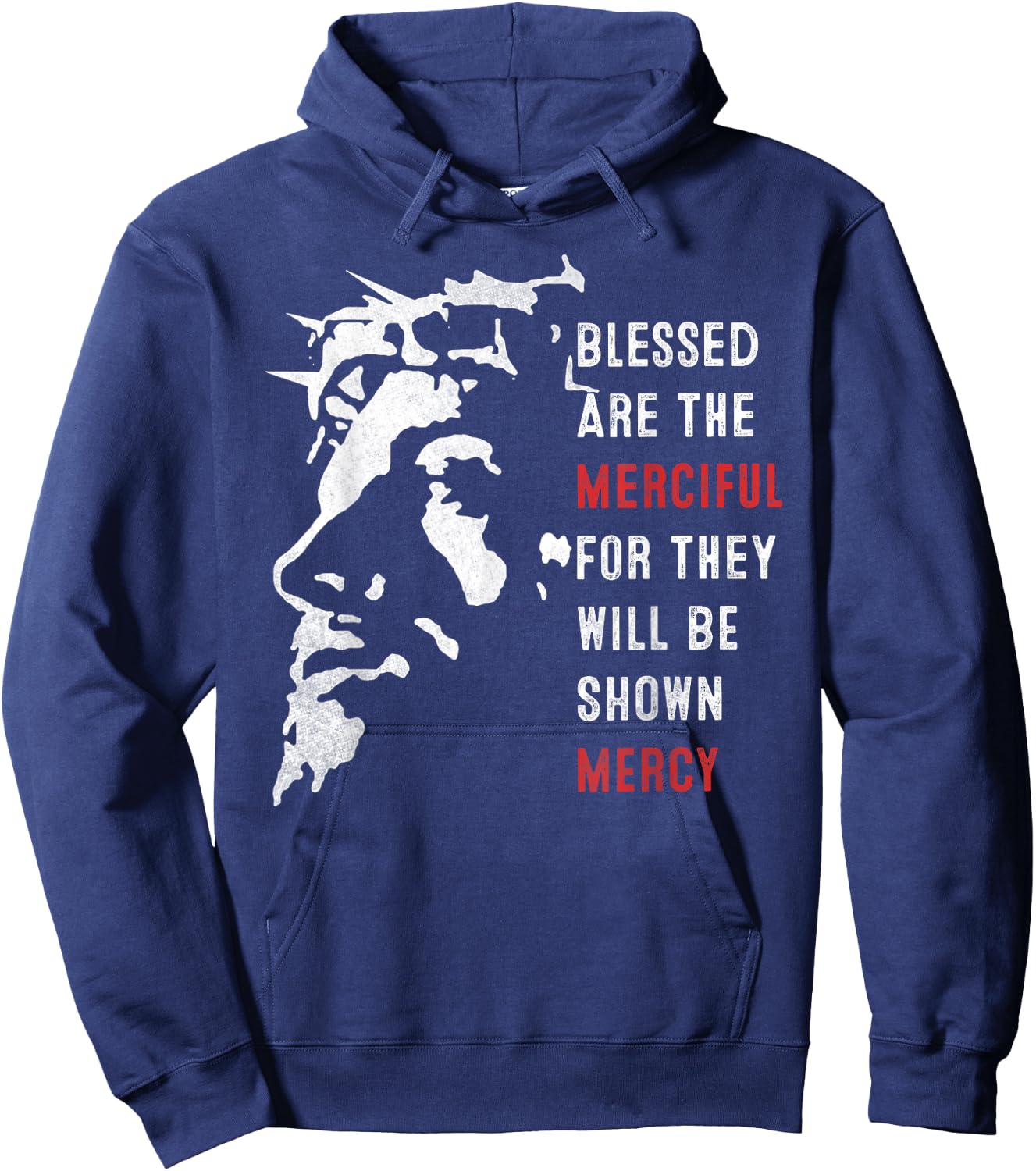 Face Of Jesus Christ Blessed Are The Merciful Vintage Hoodie - Hoodie | Navy