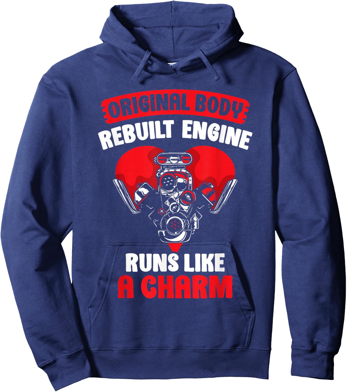 Original Body Rebuilt Engine Runs Like A Charm Operation Hoodie - Hoodie | Navy
