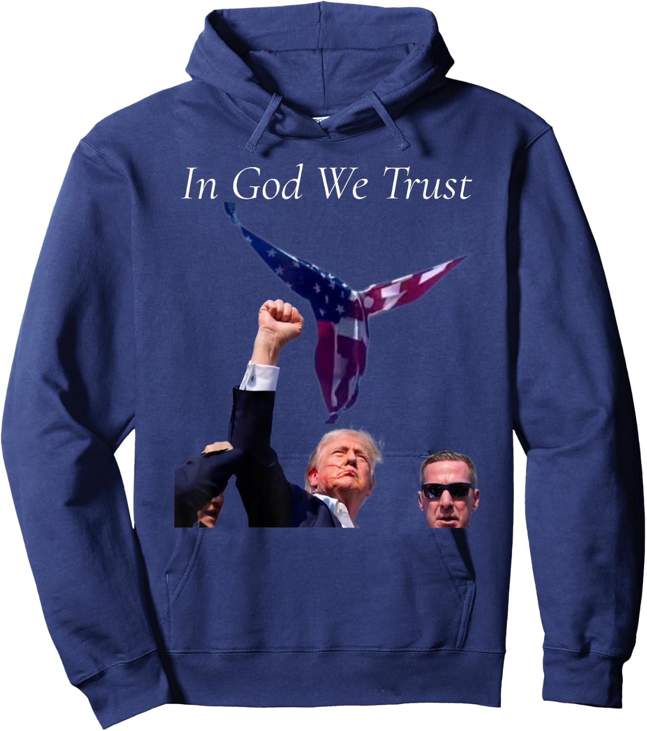 Trump Angel Flag "In God We Trust" Hoodie - Hoodie | Navy