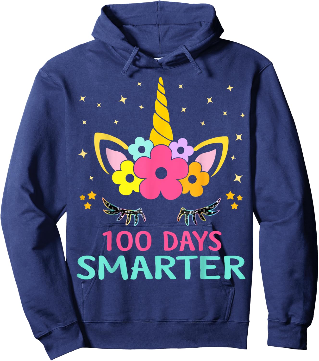 100 Days of School Unicorn Girls Teacher 100th Day of School Hoodie - Hoodie | Navy